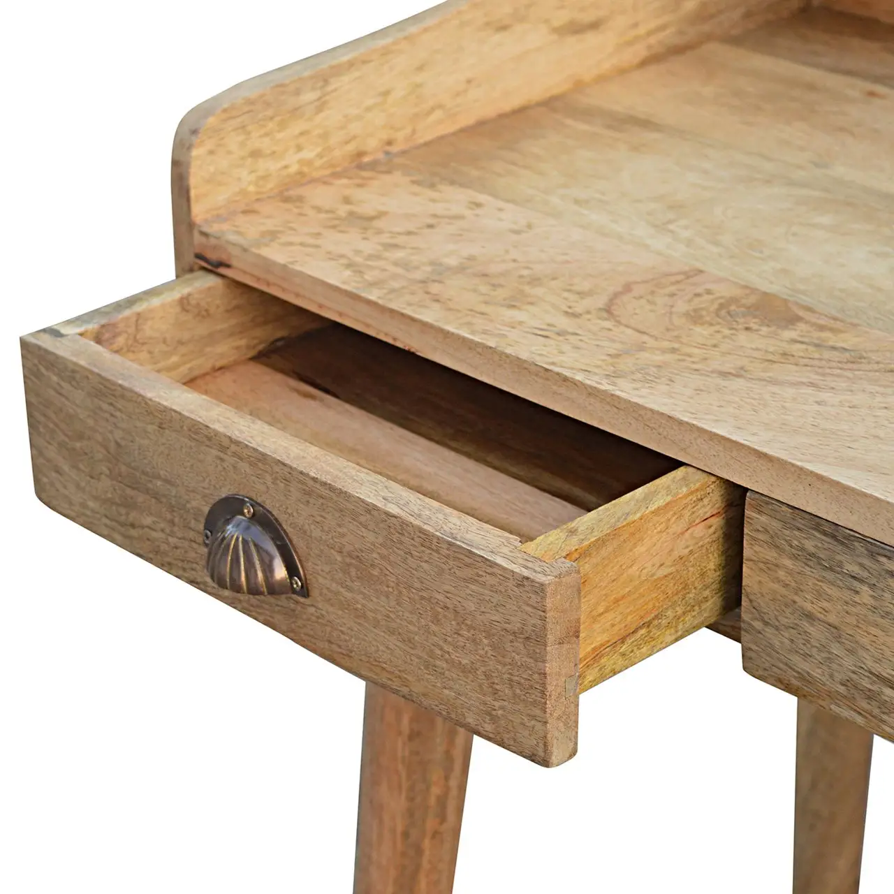 Artisan Furniture Artisan Furniture Solid Wood Gallery Back Shell Writing Desk, 3 Drawers, Beige - Desk