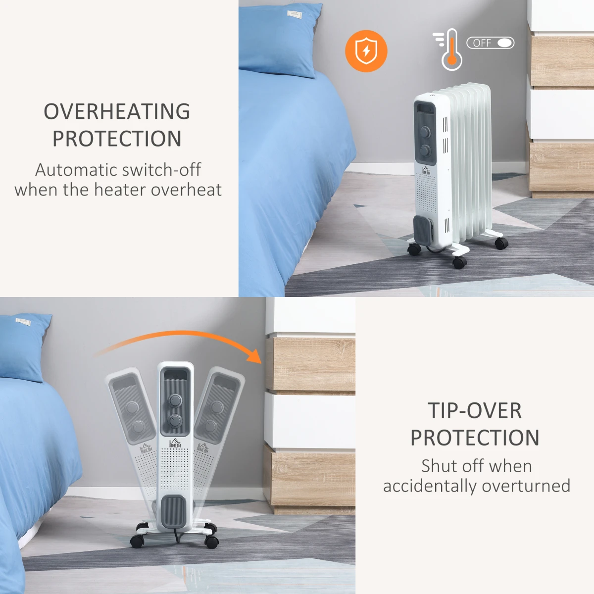 HOMCOM Oil Radiator 1630W 7Fins Thermostat Home - Radiator