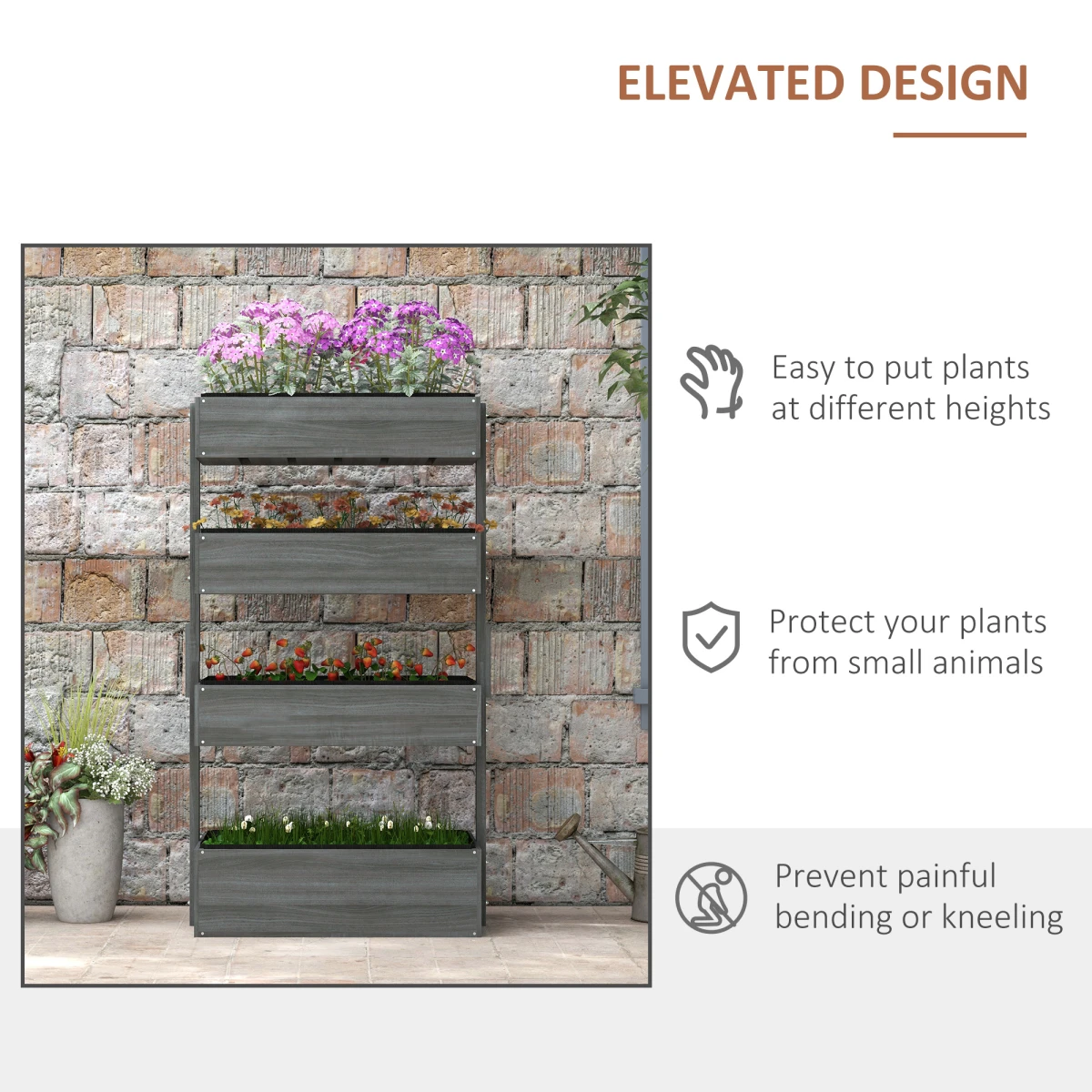 Galvanized Garden Planter Tower 4 Tier Breathable Outdoor by N/A