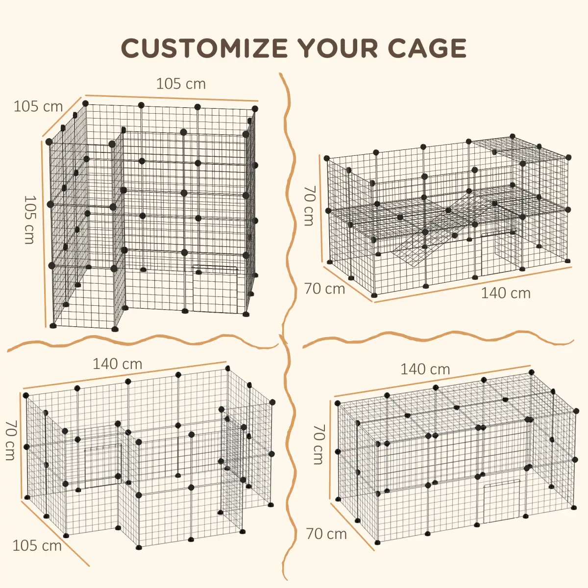 Pawhut Small Animals Cage DIY 36 Panels Pet Playpen, for Rabbit Guinea Pig Chinchilla - Pet Playpen