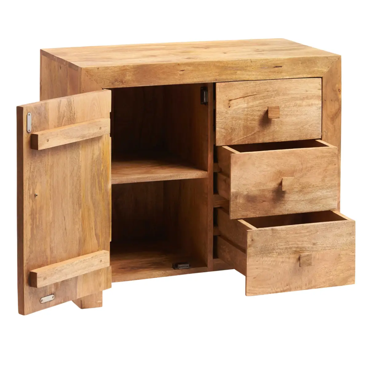 Indian Hub Toko Light Mango 3 Drawer Sideboard - Sideboard