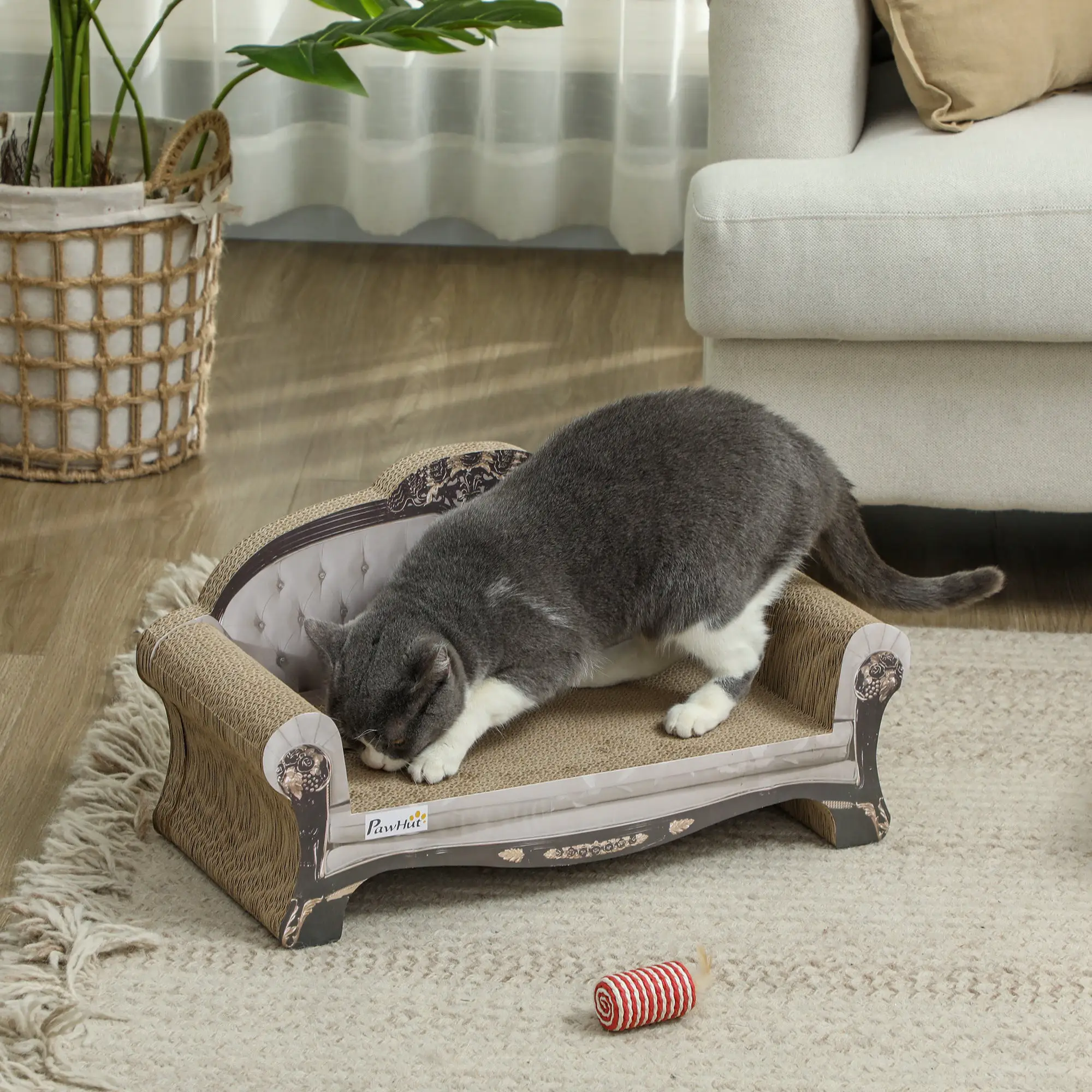 PawHut PawHut Cat Scratching Board with Organic Catnip for Indoor Cats, Brown - Cat Beds
