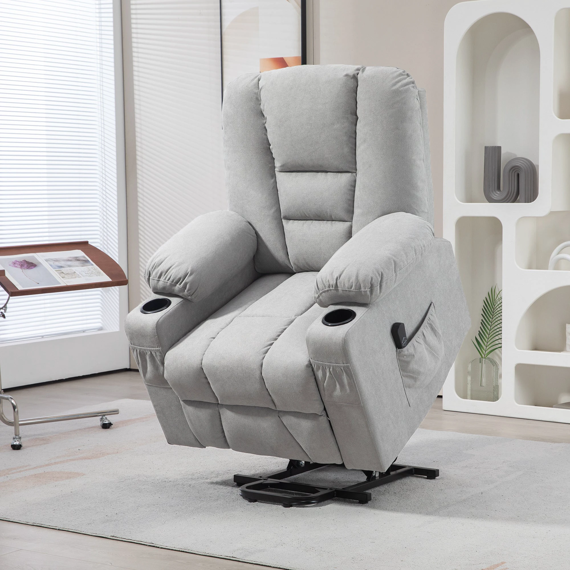 HOMCOM Riser and Recliner Chair w/ Remote, Lift Chair for Elderly, Light Grey by HOMCOM