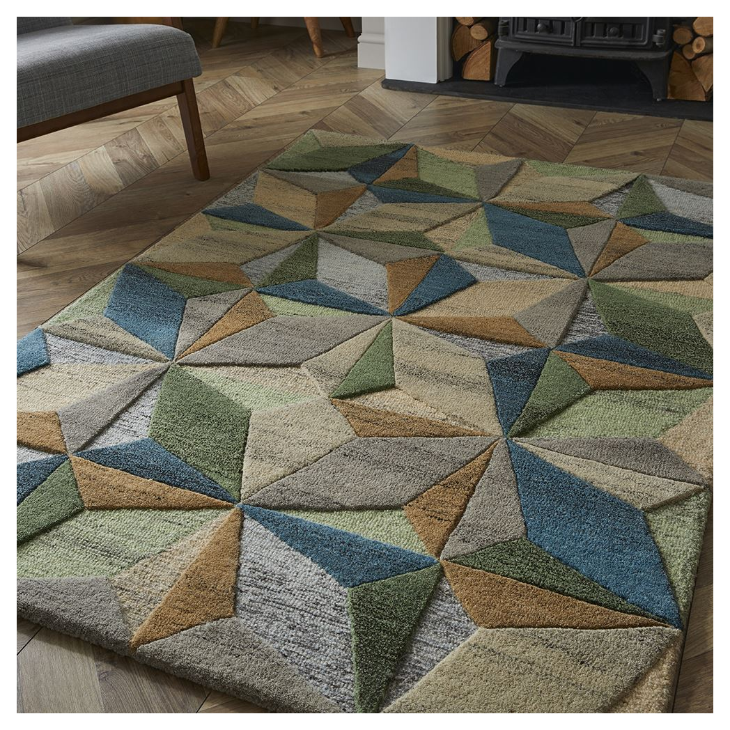 Esselle Home Lilianna Embossed Geo Wool 120x170cm Rug - Rug