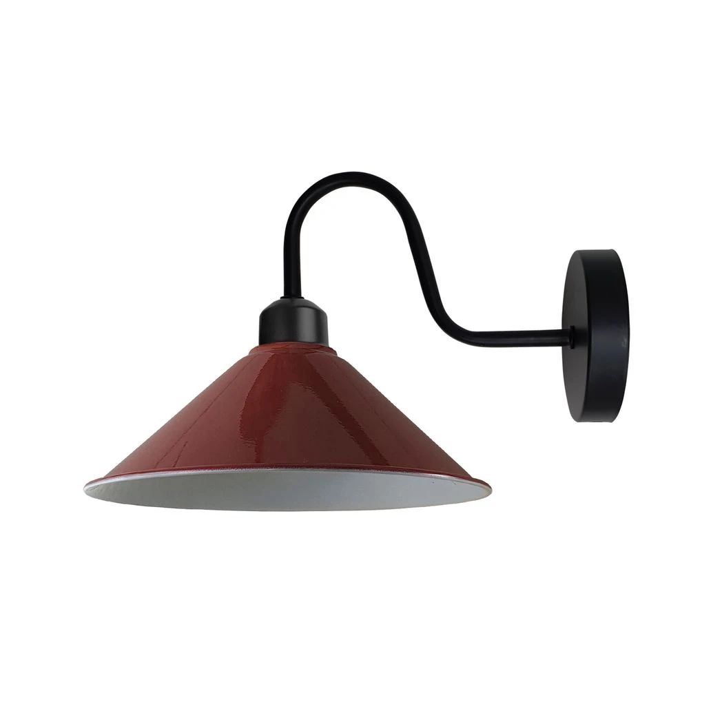 Burgandy Wall Light Swan Neck Cone Shade E27 Base Socket by Un-branded