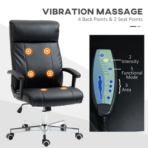 Vinsetto Vinsetto Massage Office Chair PU Leather Computer Chair w/ Tilt Function Black - Office Chair