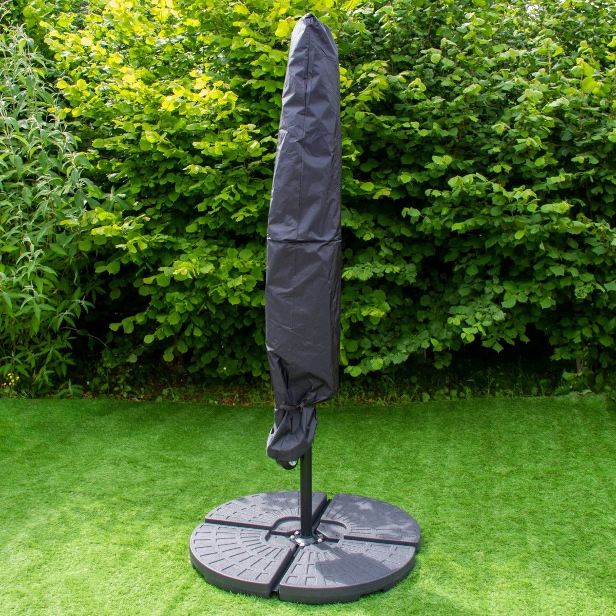 Green Cantilever Parasol 3m LED Fan Base Outdoor by Monster Shop