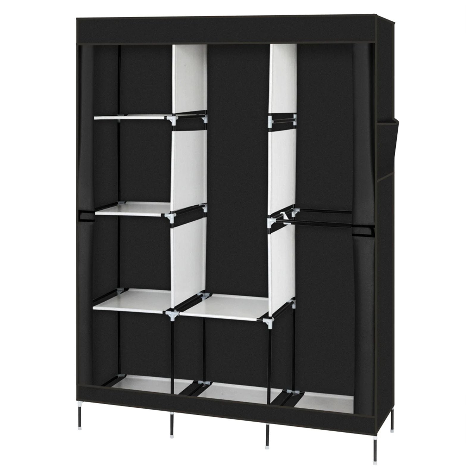 N/A 71" Portable Closet Wardrobe Clothes Rack Storage Organizer with Shelf Black -
