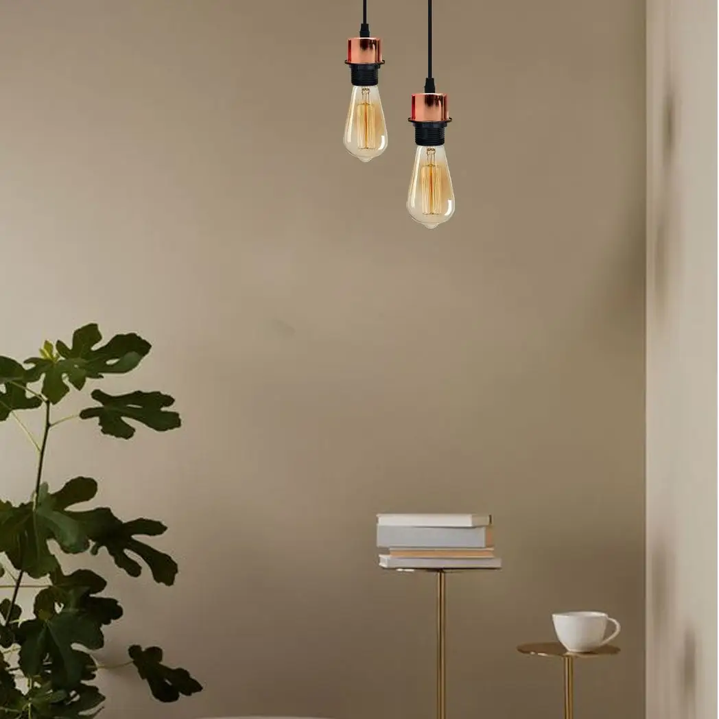 Un-branded 5 Pack Industrial Rose Gold Pendant Light, Lampshade Addable E27 Lamp Holder Light, - Pendant Lights