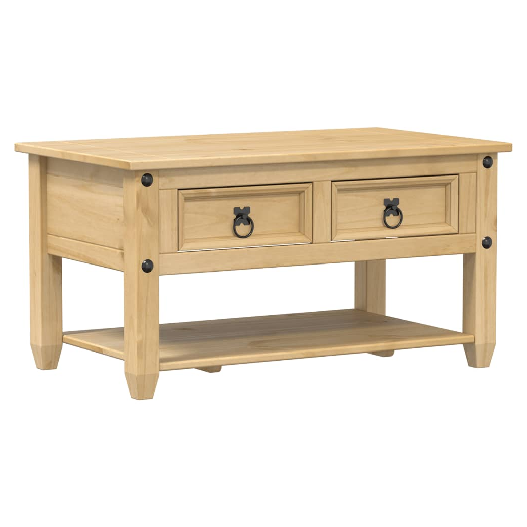 VidaXL Corona Coffee Table 85x50x45 cm Solid Pine Wood With Two Drawers For Living Room by vidaXL