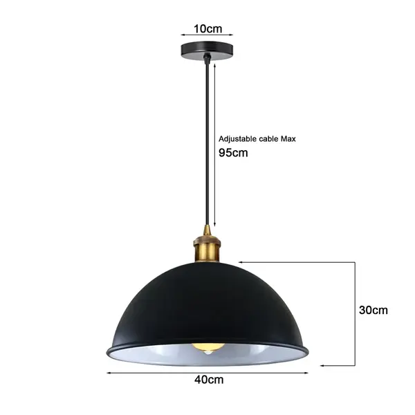 LEDSONE Black inner White Vintage Ceiling Pendant Light Shade Hanging Lamp Lights - Pendant Lights