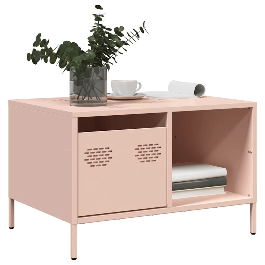vidaXL VidaXL Pink Coffee Table 68.5x50x43.5 cm Cold Rolled Steel Industrial Storage Console For Living Room - Coffee Table
