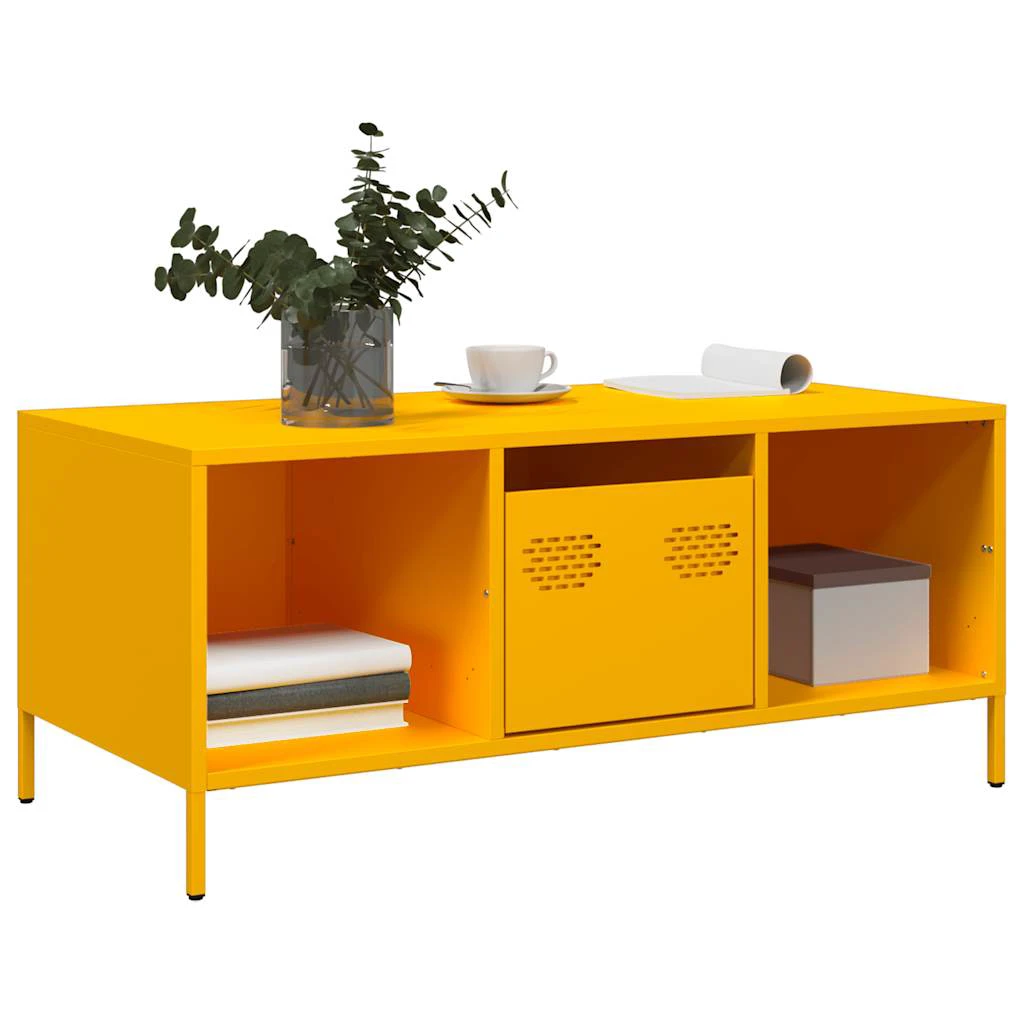 vidaXL Coffee Table 101.5x50x43.5 cm Cold-Rolled Steel Mustard Yellow Industrial Living Room by vidaXL