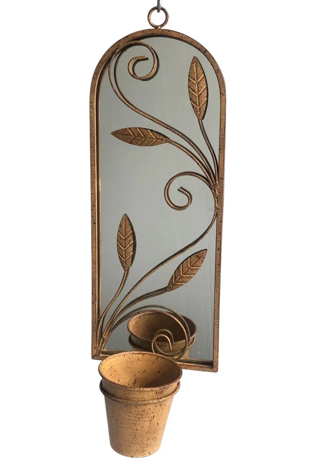 MSL 56CM RUSTY WALL MIRROR WITH PLANTER - Planters