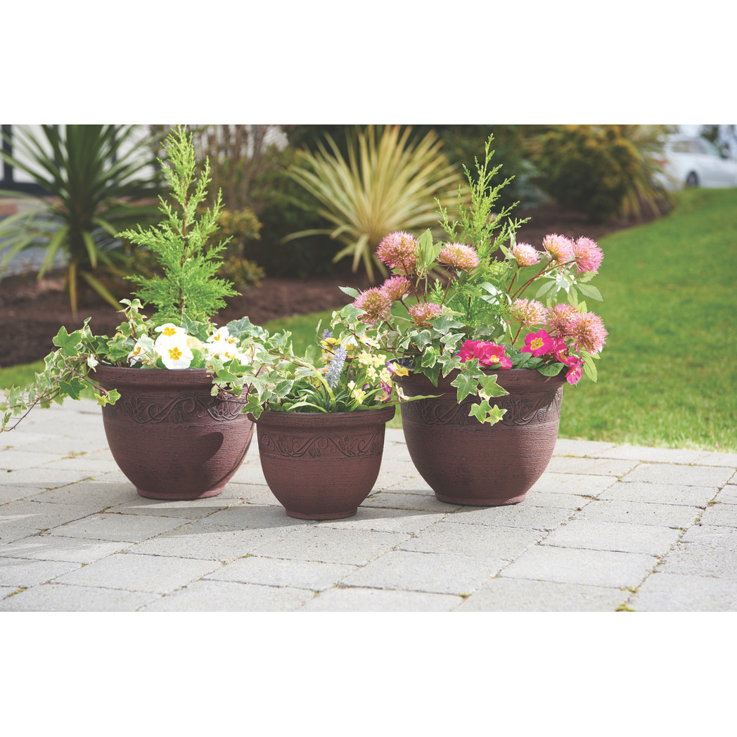 Eco Friendly Planters 3 Pack Brown H23x30cm Durable Garden by Greenhurst