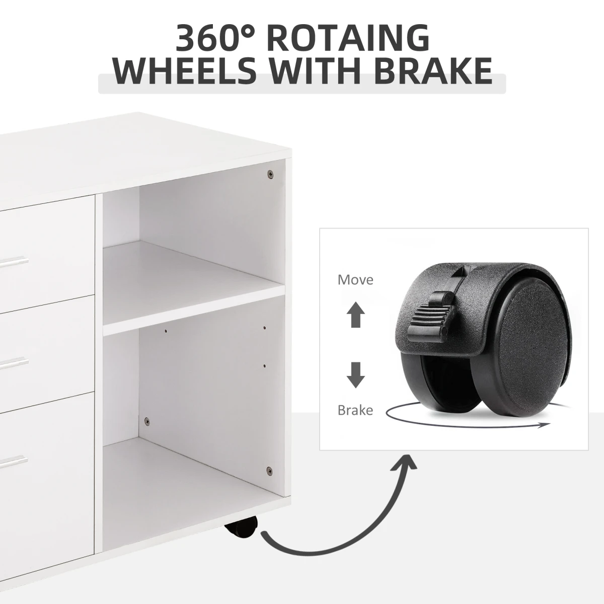 White Freestanding Cabinet 3-Drawer 2-Shelf - Office Storage