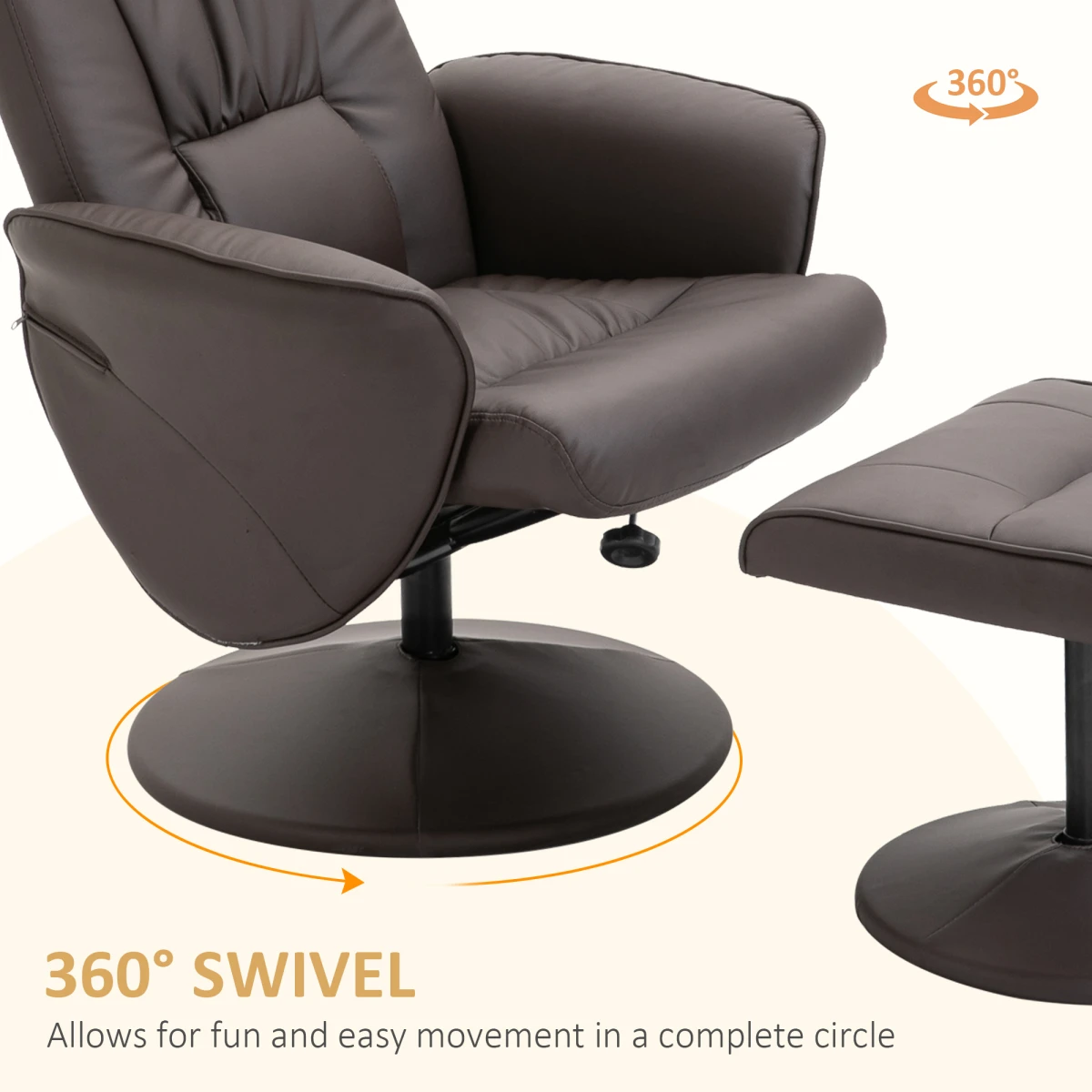Premium Reclining Armchair Ottoman 2 Piece 360 Swivel Home by Unbranded