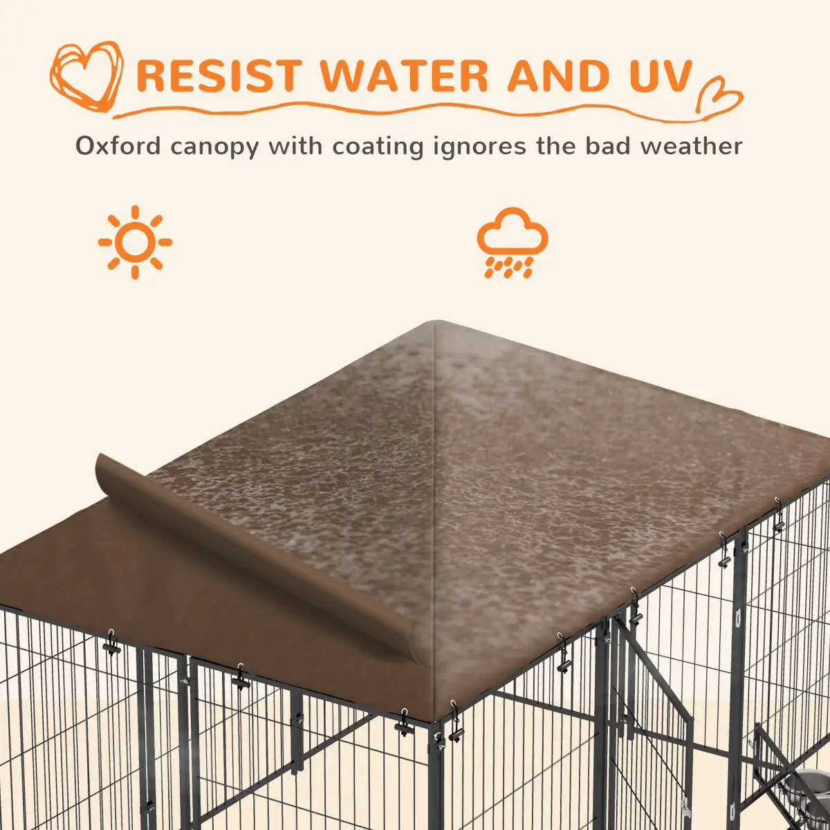 PawHut PawHut Outdoor Dog House Kennel with Canopy Top & Lock Rotating Bowl Holder - Dog Kennel
