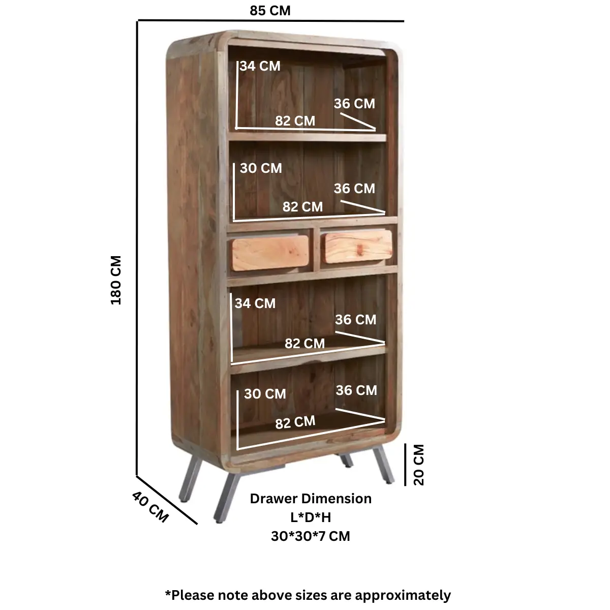 Indian Hub Aspen Large Bookcase - Bookcase