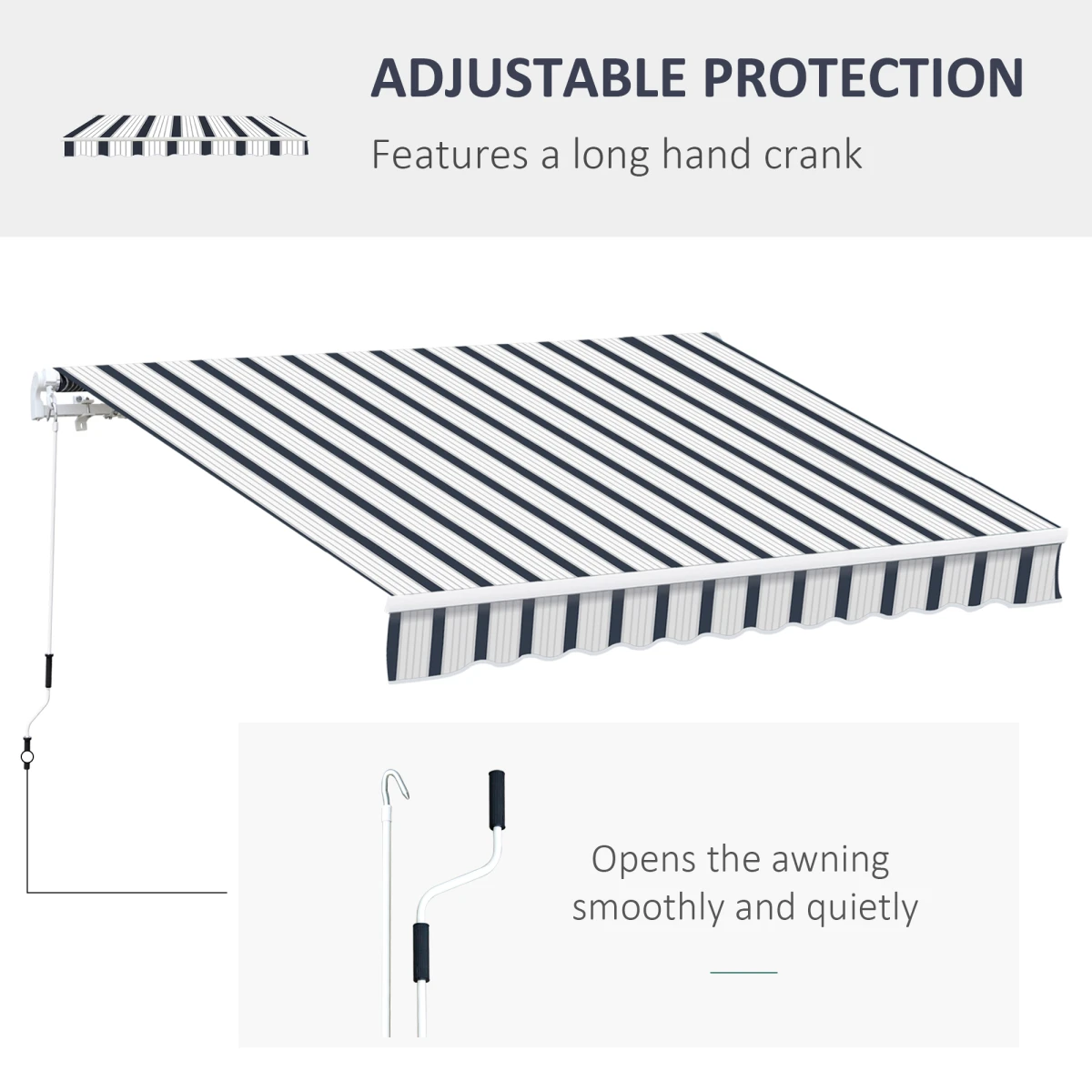 Outsunny Manual Retractable Awning 4x3m With Chain Drive And Crank For Patio Shade by Outsunny