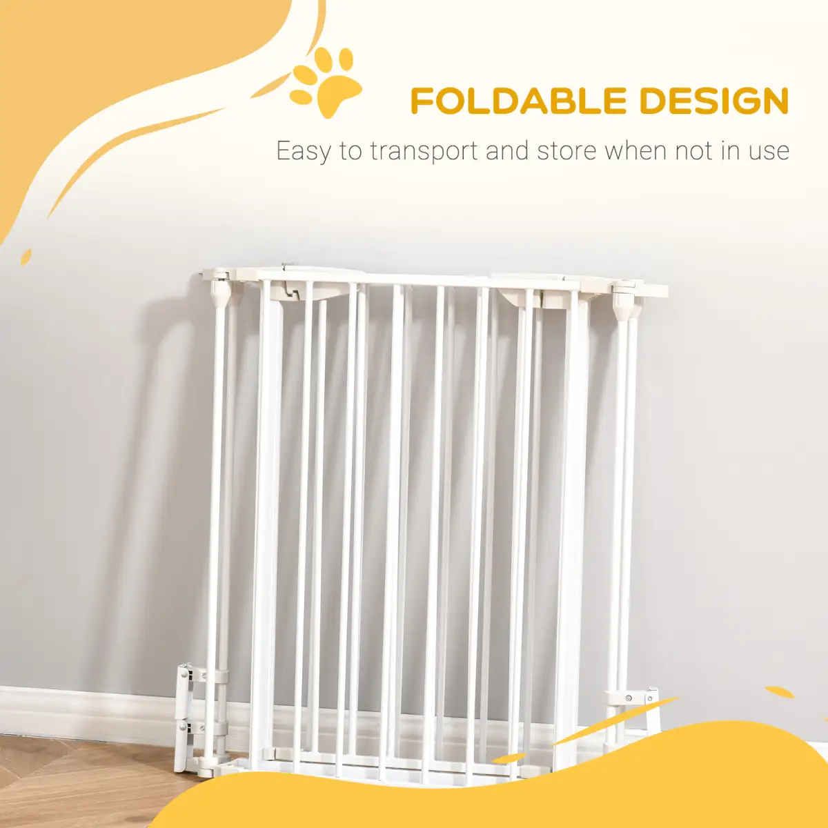PawHut Pet Safety Gate 3-Panel Playpen Metal Fence W/ Walk Through Door White - Pet Gate
