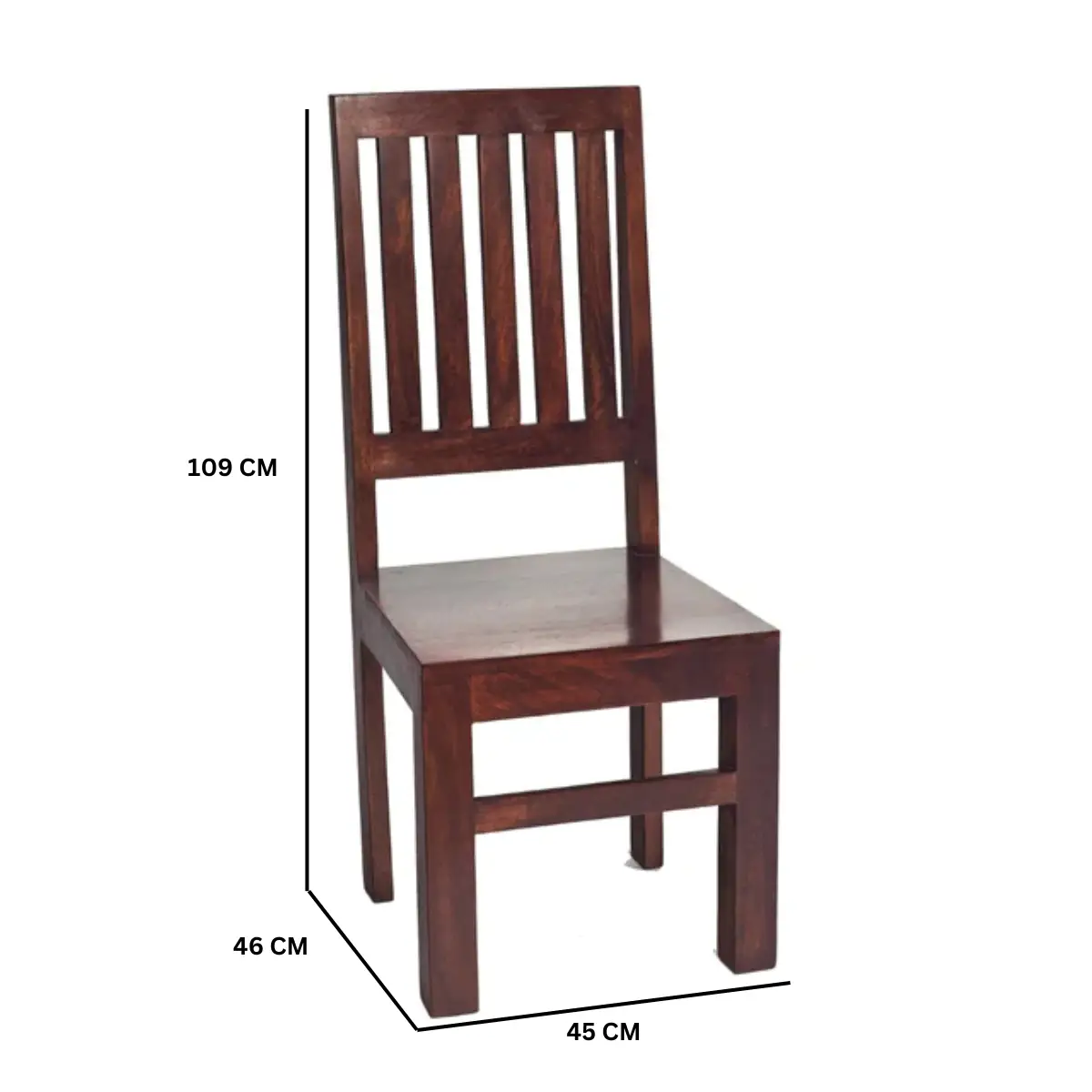 Indian Hub Toko Dark Mango Slat Back Chair (Set of 2) - Wooden Chairs