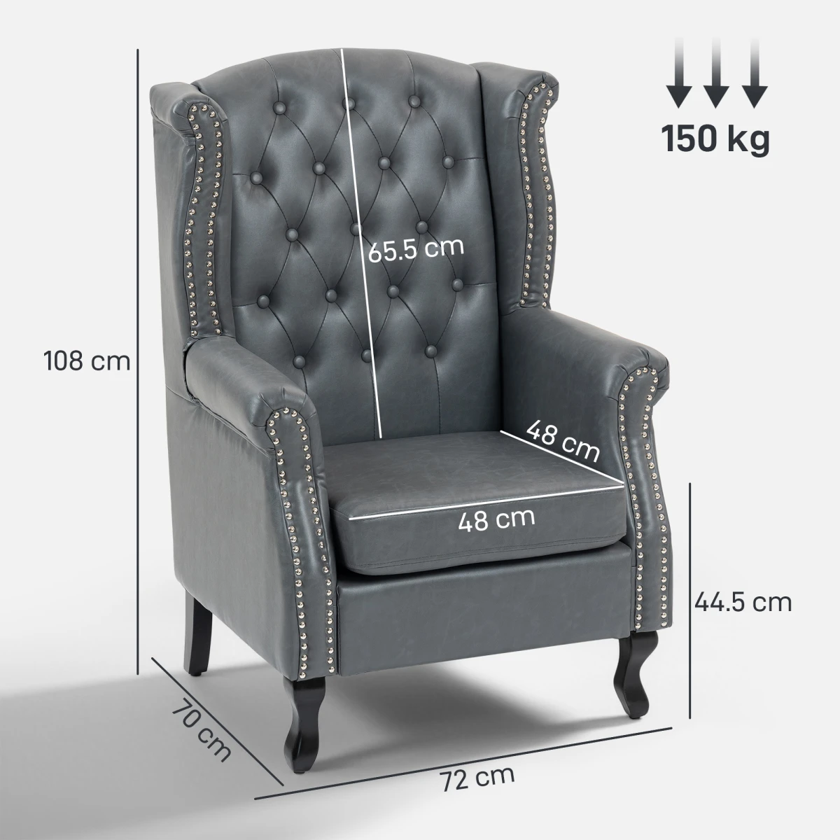 HOMCOM HOMCOM Armchair Compact Tufted Wing Back Bedroom - Armchair