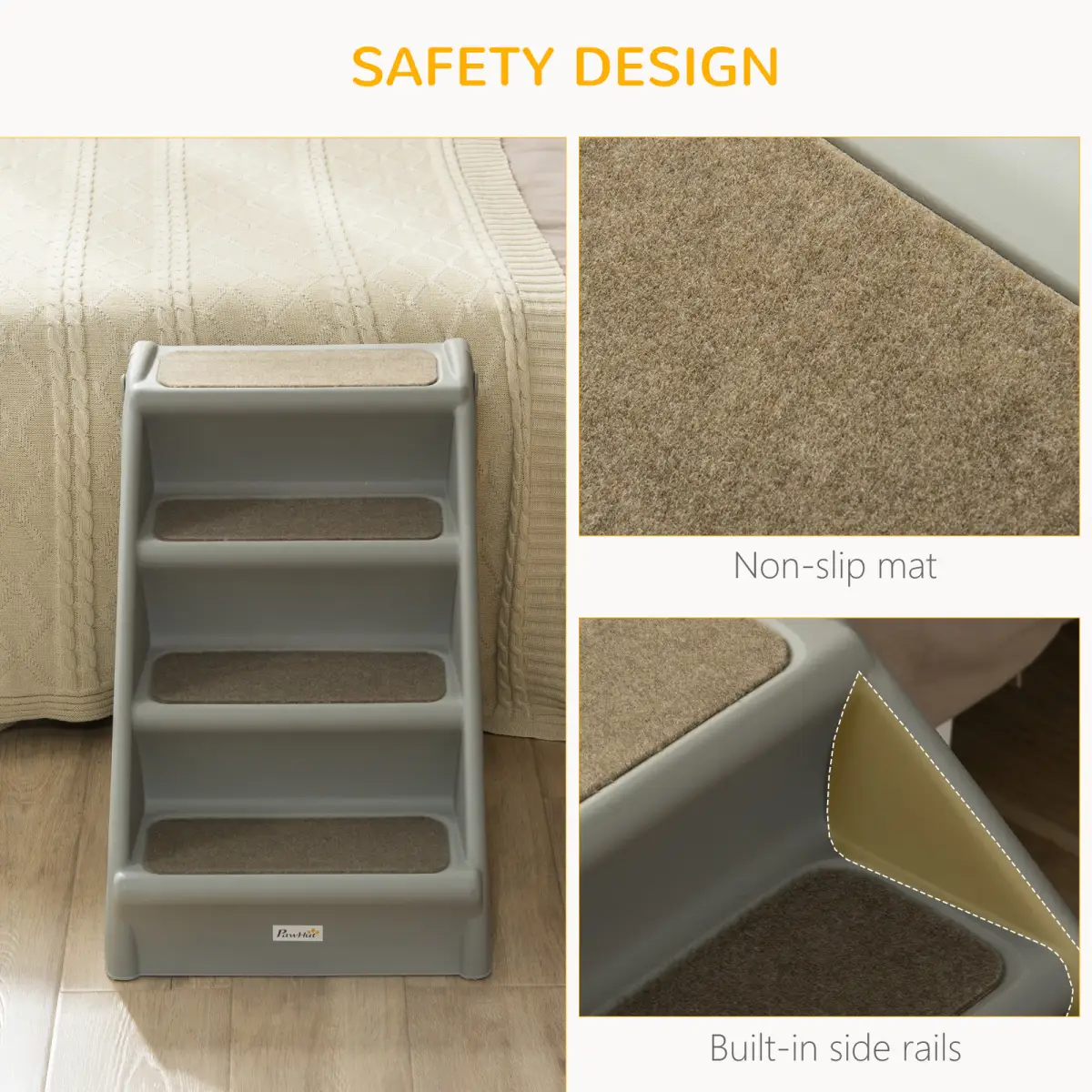 Unbranded Portable Dog Steps for Bed, Sofa Non-Slip Pet Stairs for Cats, Dogs - Grey - Dog Steps