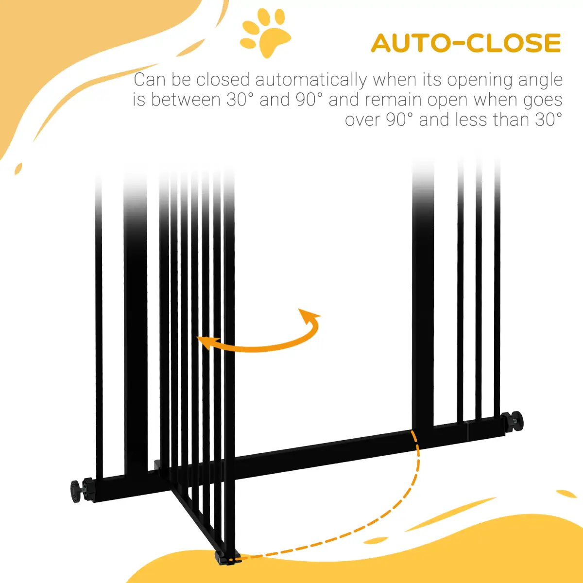 PawHut PawHut 74-87cm Adjustable Metal Pet Gate Safety Barrier w/ Auto-Close Door Black - Pet Gate
