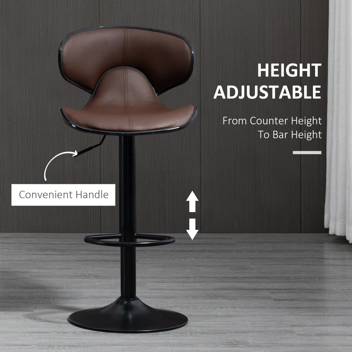 Premium Barstools 89.5-109.5cm Gas Lift Pair by HOMCOM