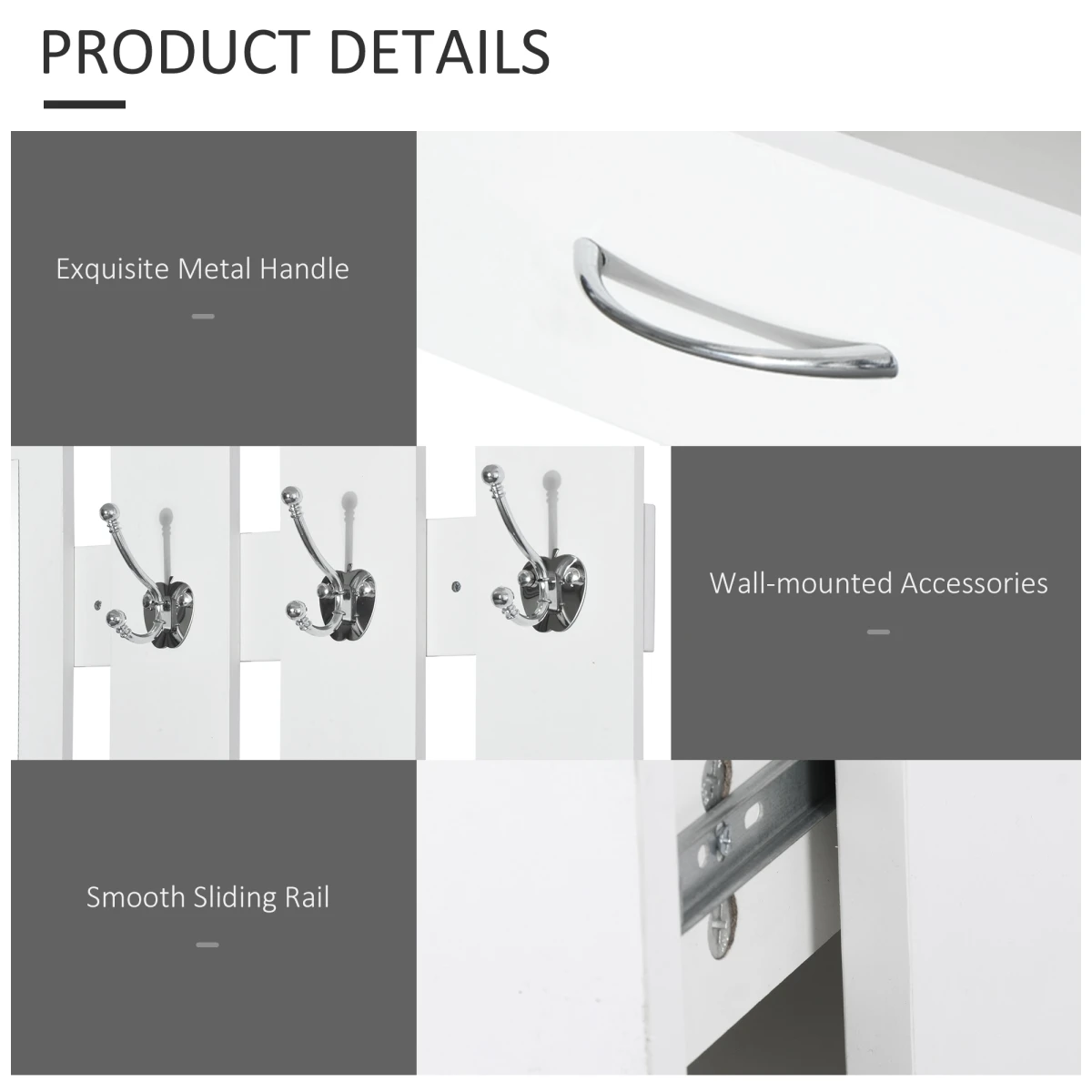 Premium Entryway 90W x 116H Mirror Hooks Home by HOMCOM