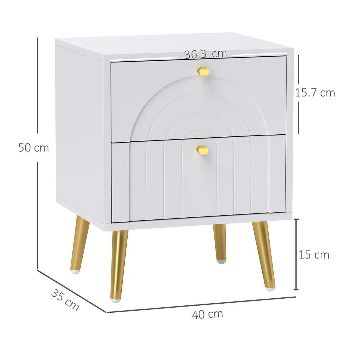 HOMCOM HOMCOM 2-Piece Bedside Tables Set with 2 Drawers for Bedroom, White - Bedside Table
