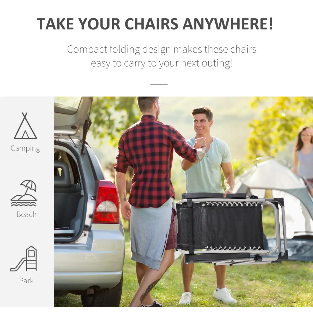Outsunny Outsunny 2 PCS Reclining Zero Gravity Chair Folding Lounger Cushion Light Grey - Sun Lounger