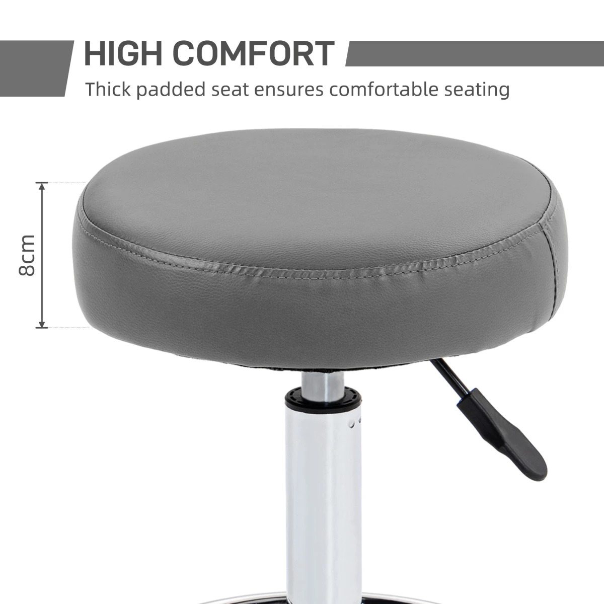 Vinsetto Vinsetto Stool Round PU Leather Adjustable Salon - Office Chair