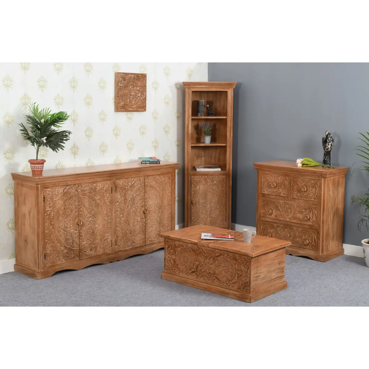 Indian Hub Artwork Mango Wood Sideboard Xl - Sideboard