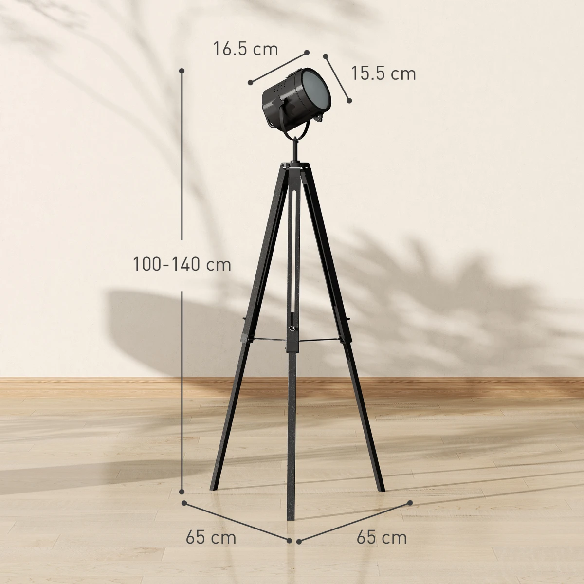 HOMCOM Tripod Floor Lamp Wood Height Adjustable by HOMCOM