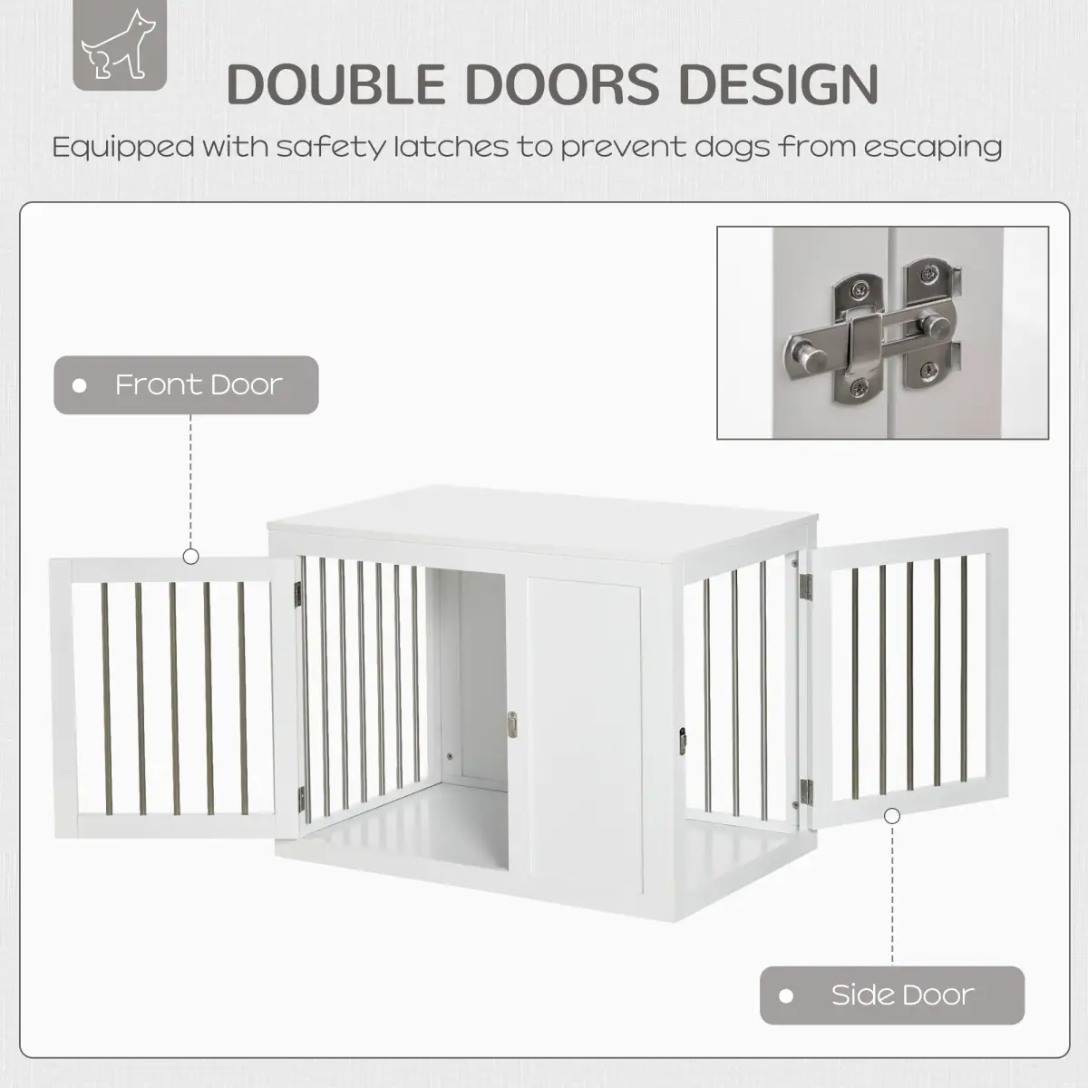 Unbranded Furniture-Style Dog Crate End Table w/ 2 Doors, for Medium Dogs Pawhut -