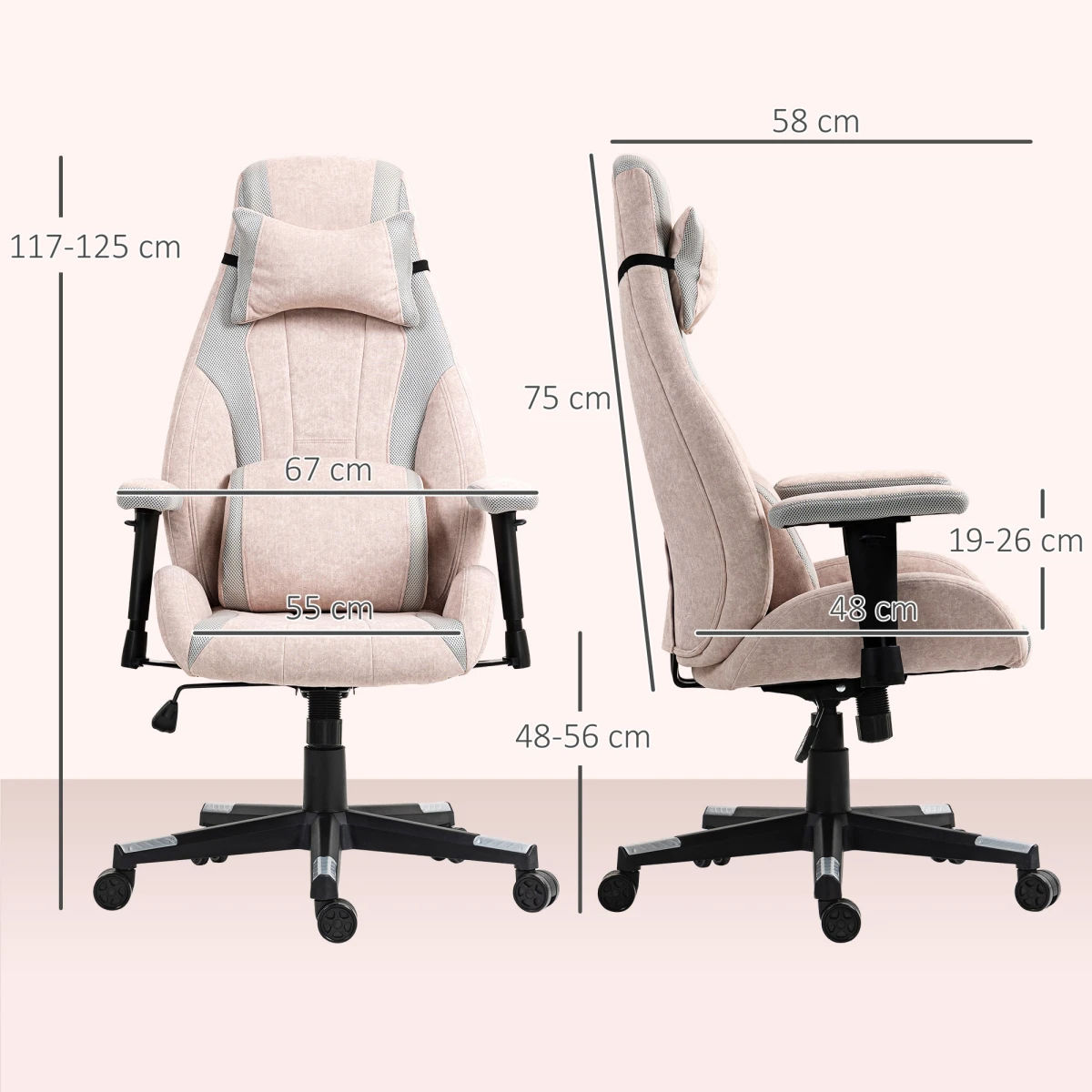 HOMCOM Gaming Chair Standard Size Adjustable Tilt For Gamers by HOMCOM