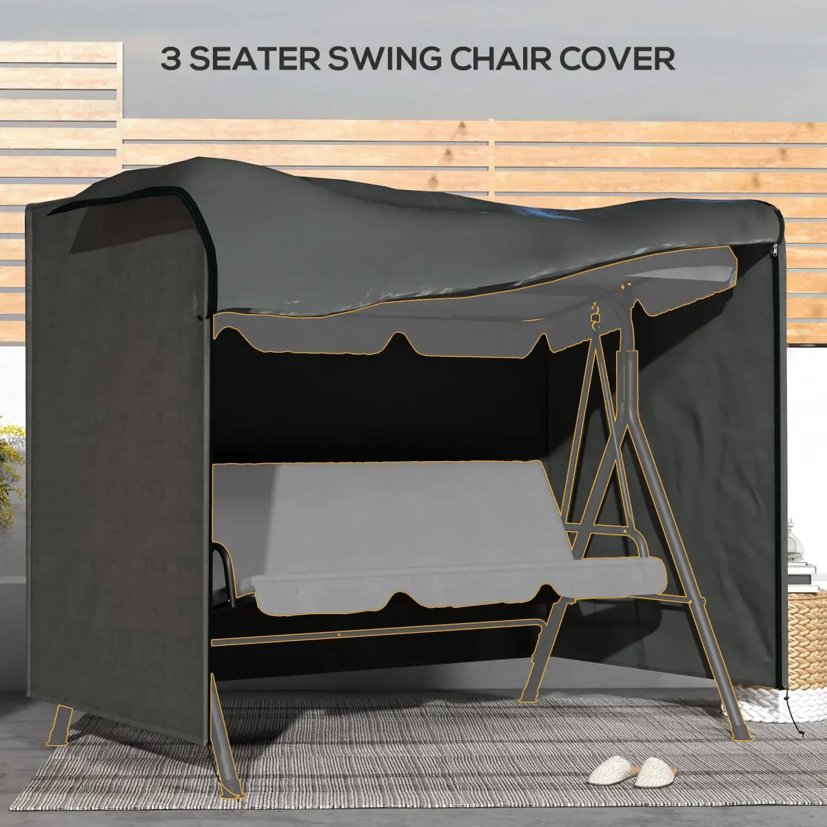 Outsunny Outsunny Large Outdoor Swing Chair Cover Garden Furniture Protector 164cm Grey - Hammocks