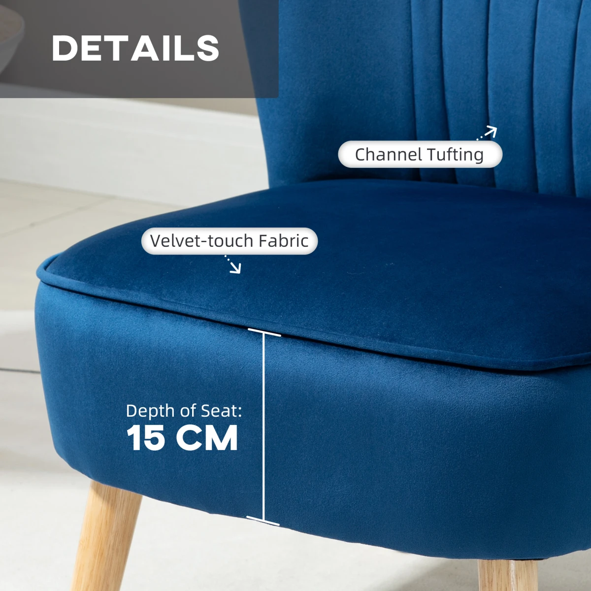 HOMCOM Lux Velvet Accent Chair With Ottoman Compact Velvet Home - Accent Chair