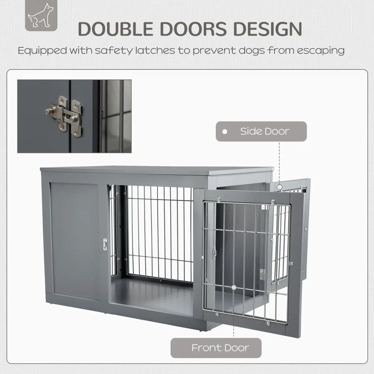 Unbranded Furniture-Style Dog Crate Two Lockable Doors, for Small & Medium Dogs Pawhut - Dog Crate