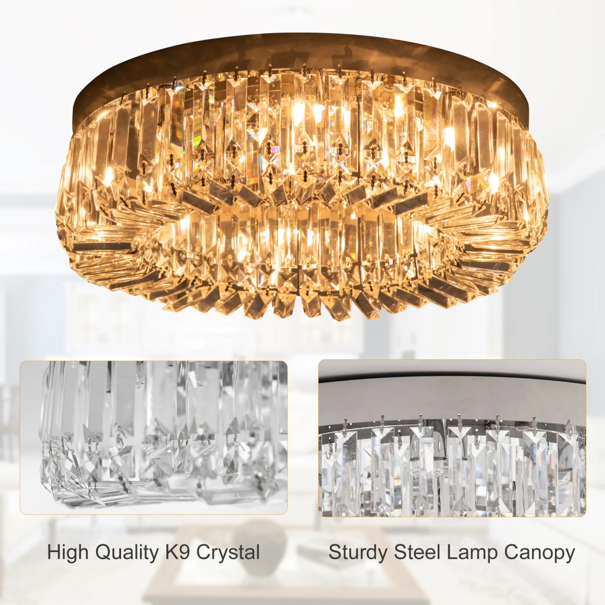 Crystal Ceiling Light 8 Bulbs Beads Home by HOMCOM
