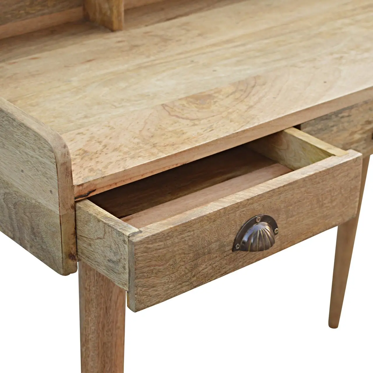 Artisan Furniture Artisan Furniture Solid Wood Gallery Back Shell Writing Desk, 3 Drawers, Beige - Desk
