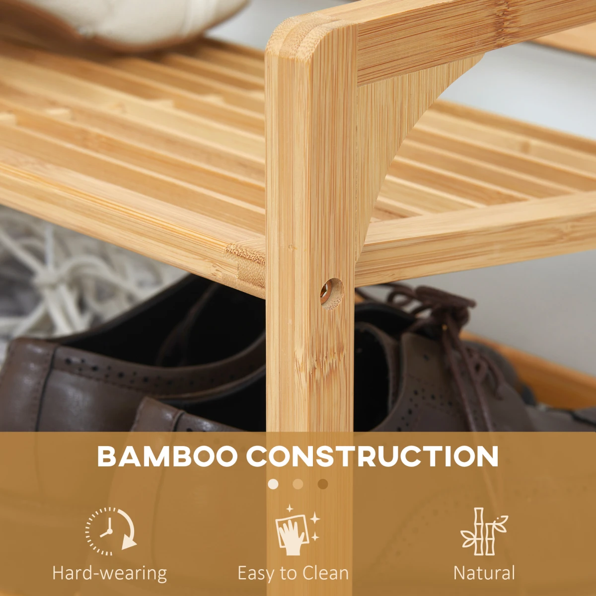 Bamboo Shoe Rack, 3-tier Shoe Storage Shelf for 9 Pair Shoes for Entryway by HOMCOM