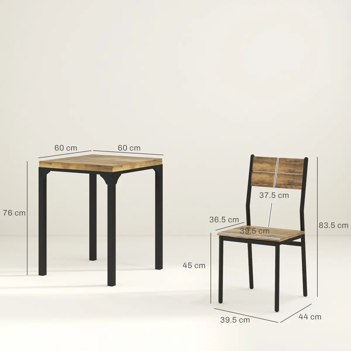 HOMCOM HOMCOM 3 Pcs Compact Dining Table 2 Chairs Set Rustic Brown - Dining Set