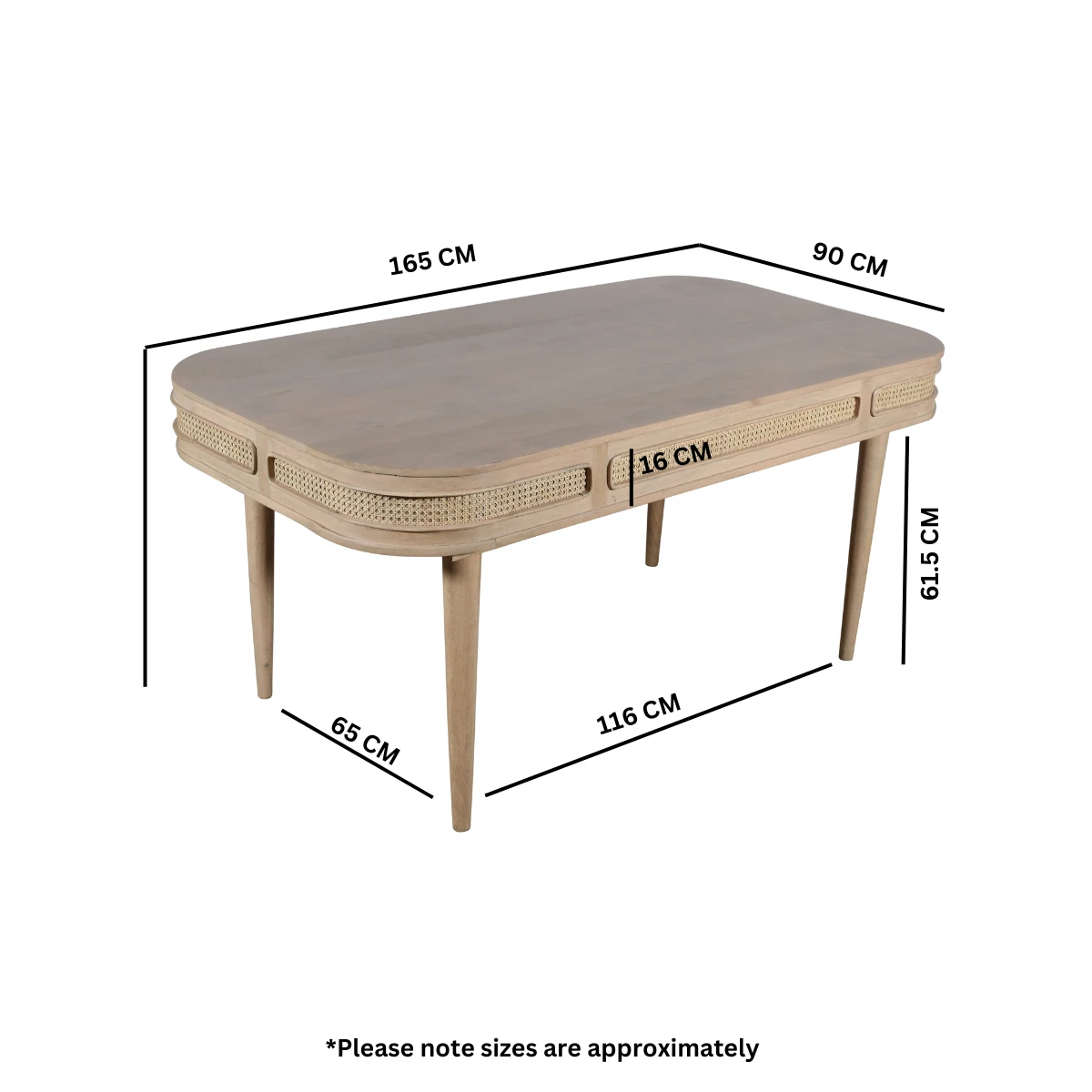 Valencia Dining Table SixSeater Cane Mango Wood Eco Home by Indian Hub