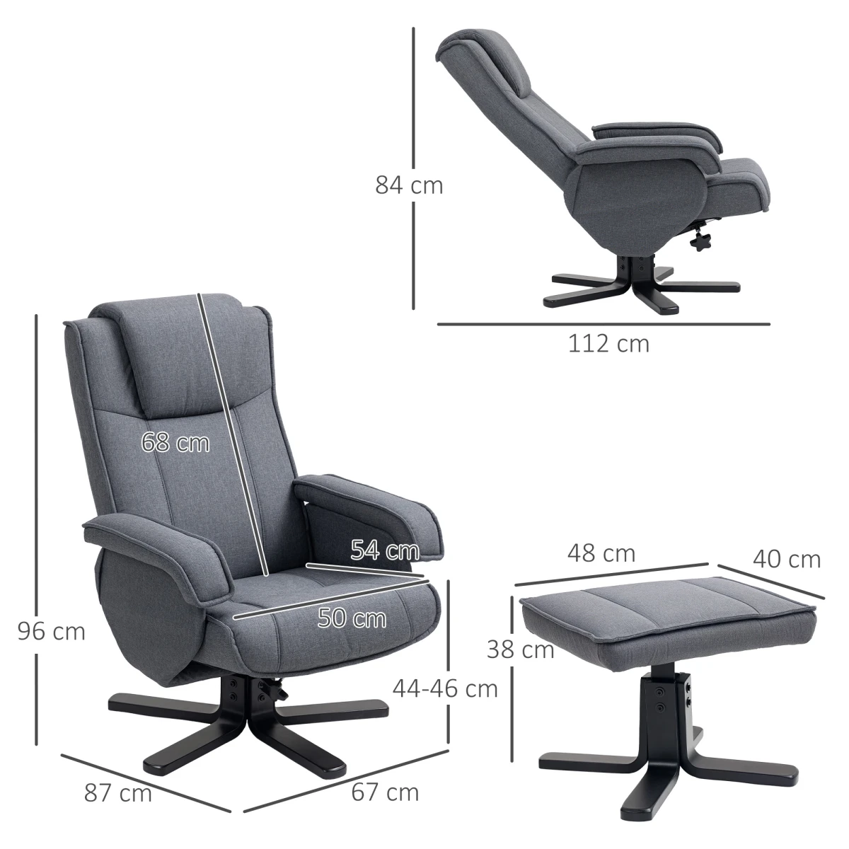 HOMCOM HOMCOM Rocker Recliner Standard Size Footstool For Home - Recliner