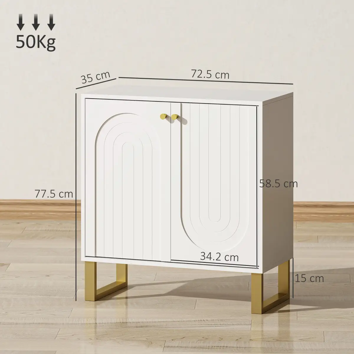 HOMCOM HOMCOM Sideboard with Adjustable Shelves & Doors for Living Room, White - Sideboard