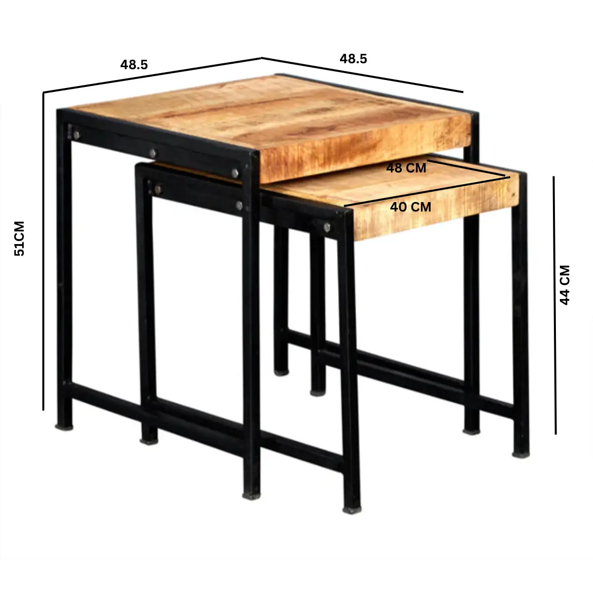 Indian Hub Cosmo Industrial Nest Of 2 Tables - Nest of Tables