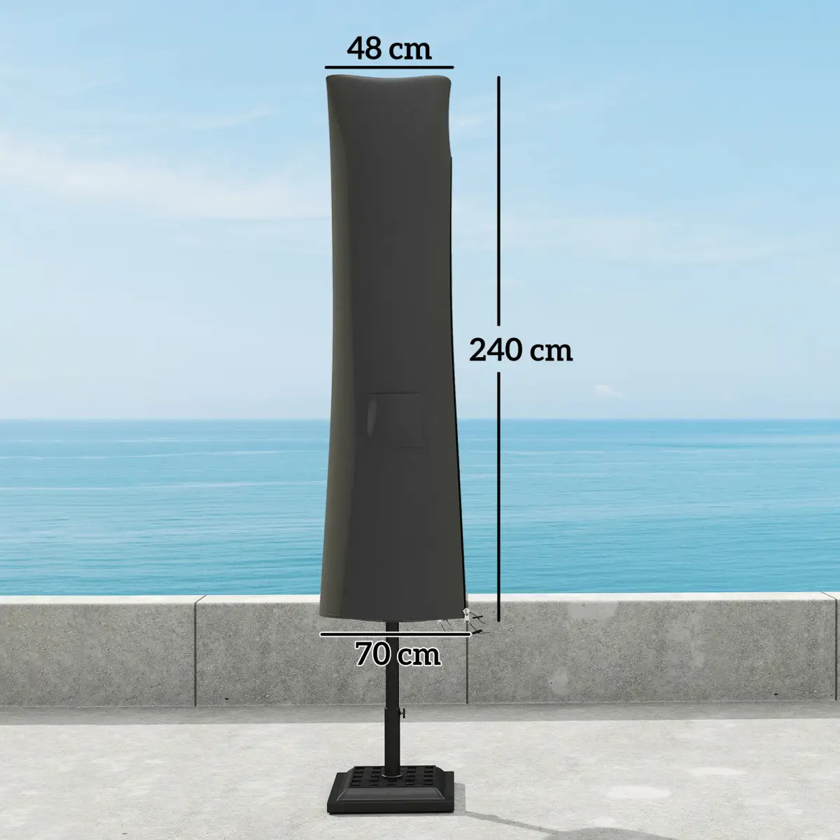 Outsunny Outsunny Parasol Umbrella Cover, Outdoor Protector for Garden, Grey - Parasol